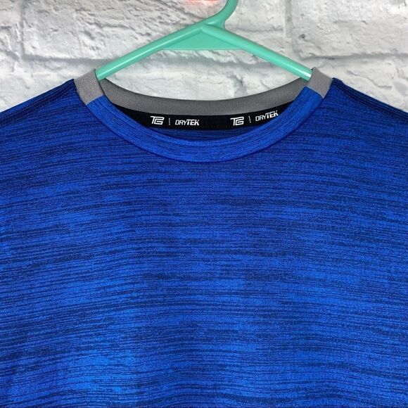 Tek gear dry gear drifit Longsleeve Crewneck shirts boys blue& black sz L 14/16 - Picture 3 of 5